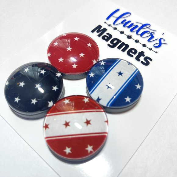 Set of 4 Handcrafted Glass Stars & Stripes 2 - Refrigerator Kitchen Whiteboard - Picture 2 of 3